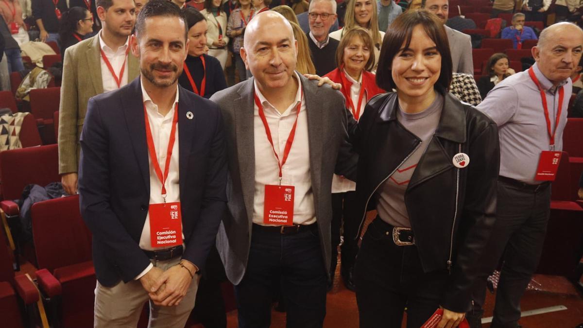 Carlos Fernández Bielsa, Alejandro Soler y Diana Morant, esta mañana antes del comité nacional del PSPV.