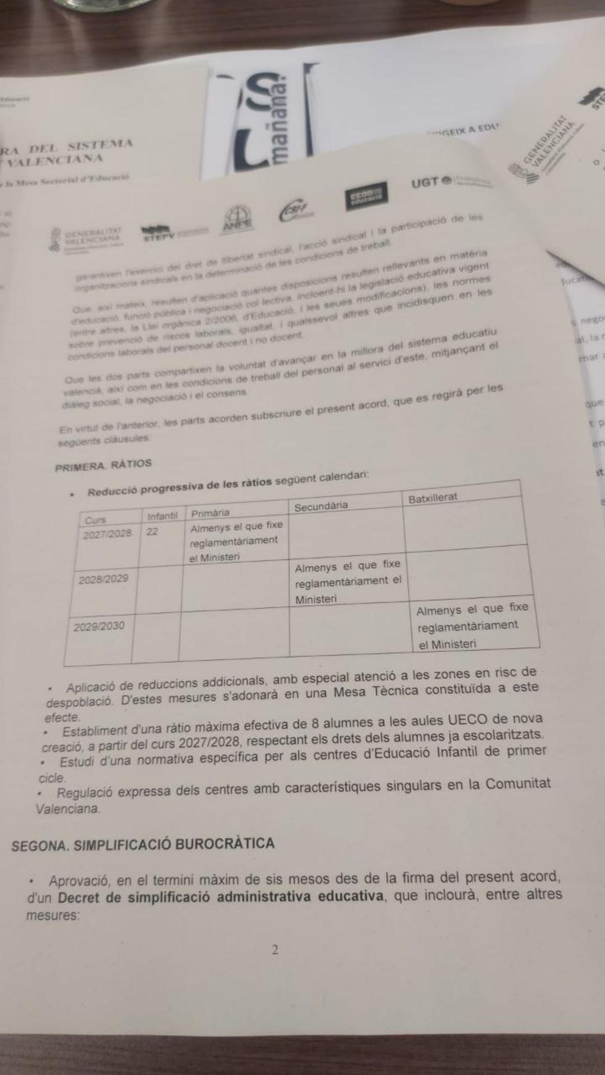 La última oferta de la Conselleria de Educación para zanjar la huelga de los profesores