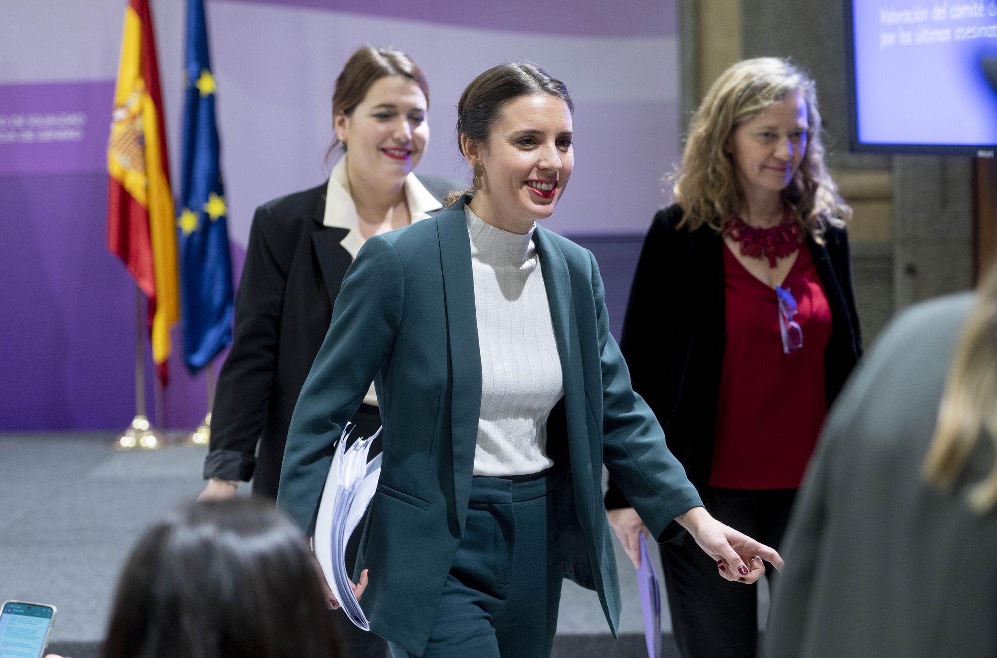 Irene Montero, tras una rueda de prensa.