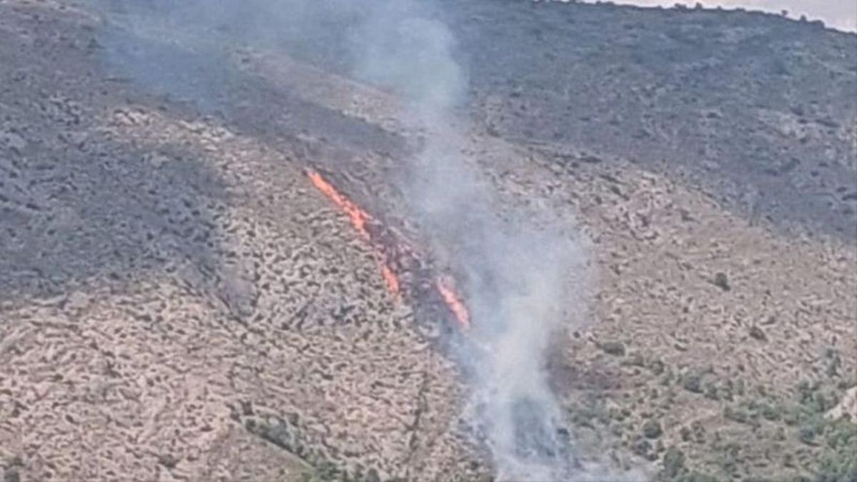 Momentos iniciales del incendio en la zona de Puça de Petrer.