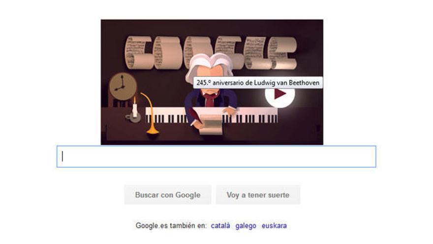 Google recuerda el 245º aniversario del nacimiento de Beethoven.