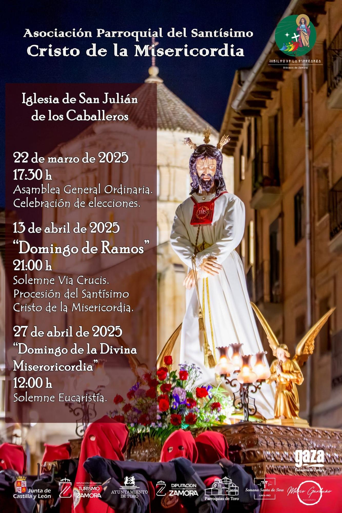 Cartel con los actos de la cofradía del Cristo de la Misericordia de Toro.