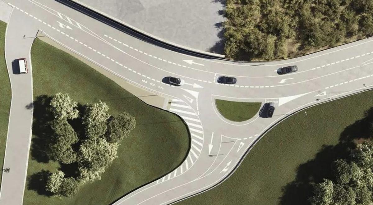 Proyección del futuro cruce de entrada a la parroquia de Setados, en la PO-400, en As Neves. | D.P.