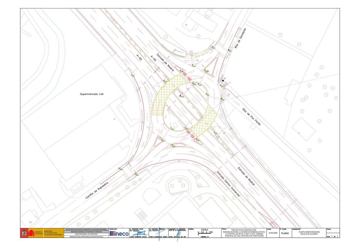 Plano con los nuevos movimientos permitidos en el cruce de la avenida de Madrid con Gandarón.