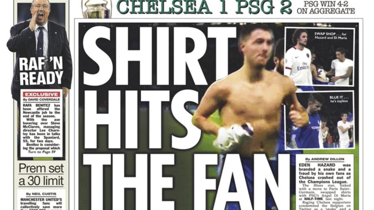 Imagen de la portada de The Sun Sport de este jueves.