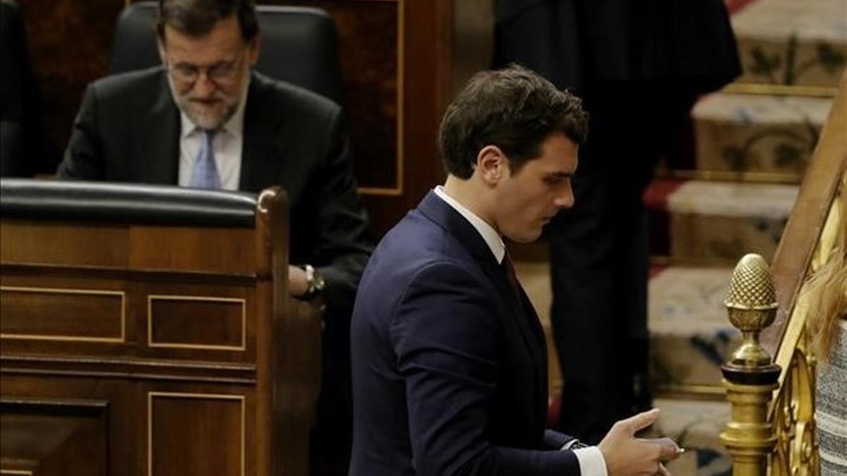 Mariano Rajoy y Albert Rivera, en la sesión constitutiva de la nueva legislatura, en el Congreso.