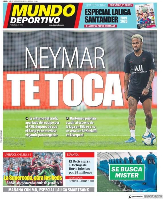 Portada MUNDO DEPORTIVO jueves 15 agosto 2019