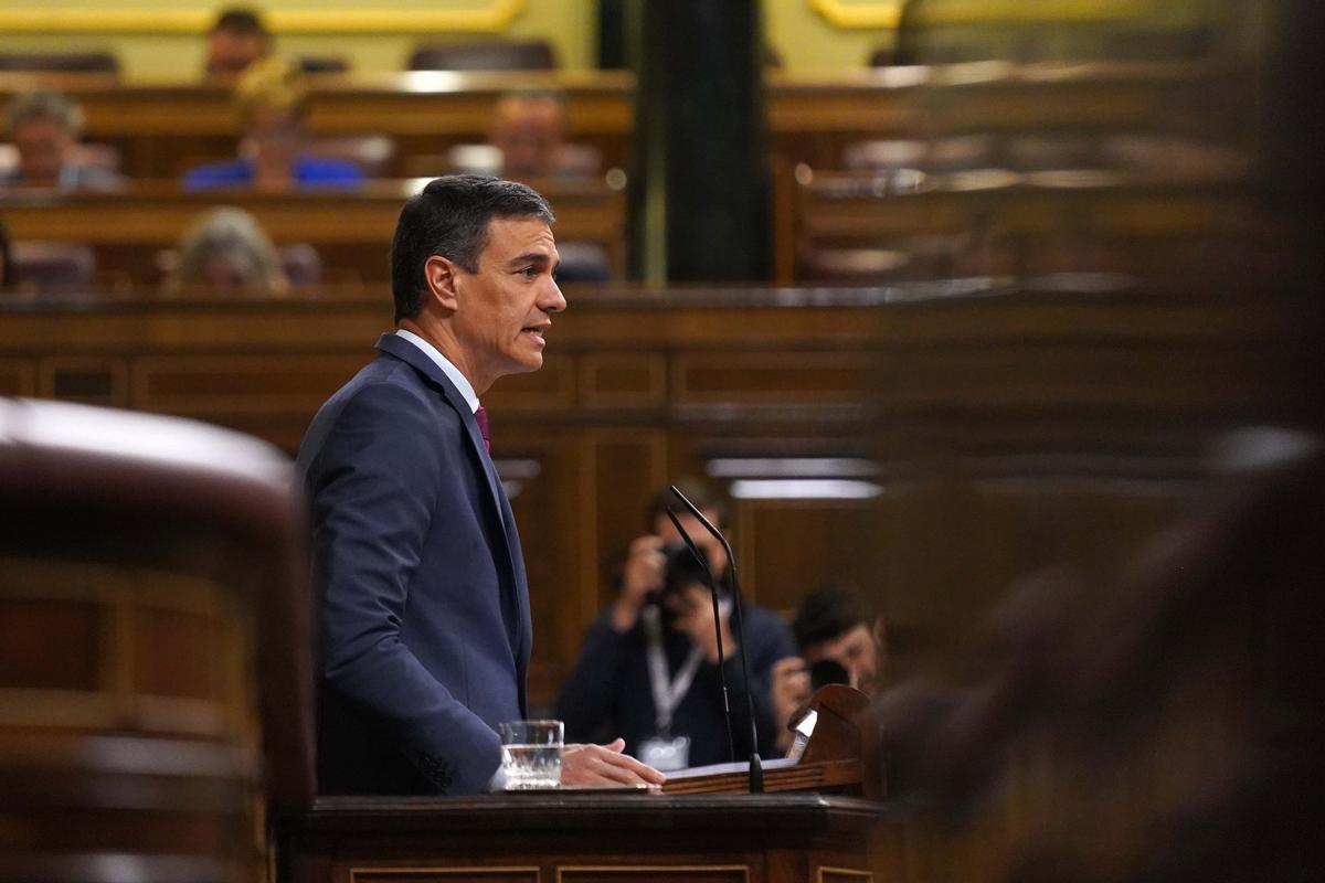 Pedro Sánchez, en una comparecencia en el Congreso.