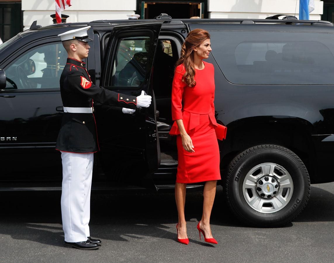 Juliana Awada con un vestido rojo de Micaela Tinelli