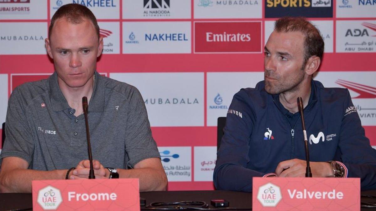 Froome y Valverde en la rueda de prensa previa a la carrera