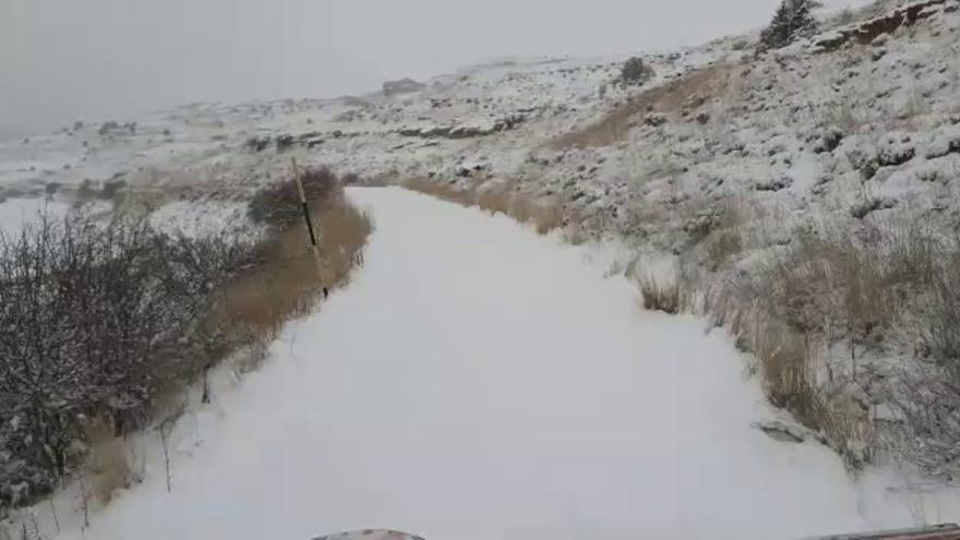 Un equipo del operativo desplegado por la DPT limpiando la carretera de Sollavientos