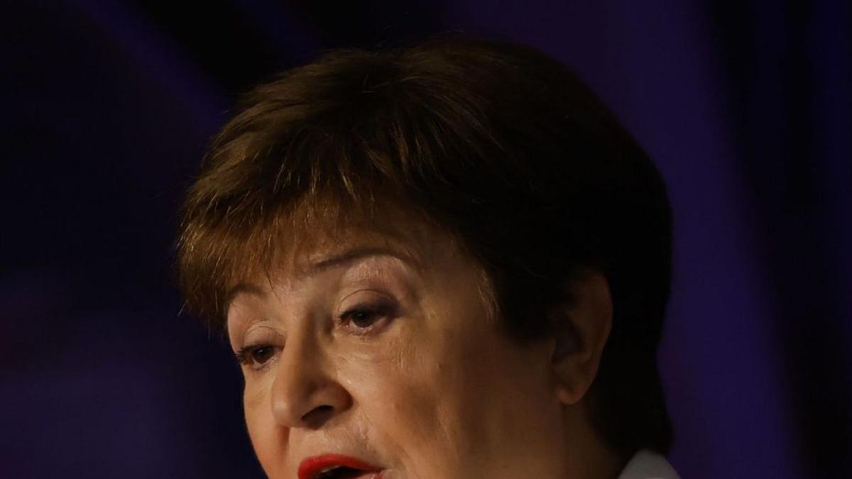 Kristalina Georgieva ahir durant una conferència. | BLOOMBERG