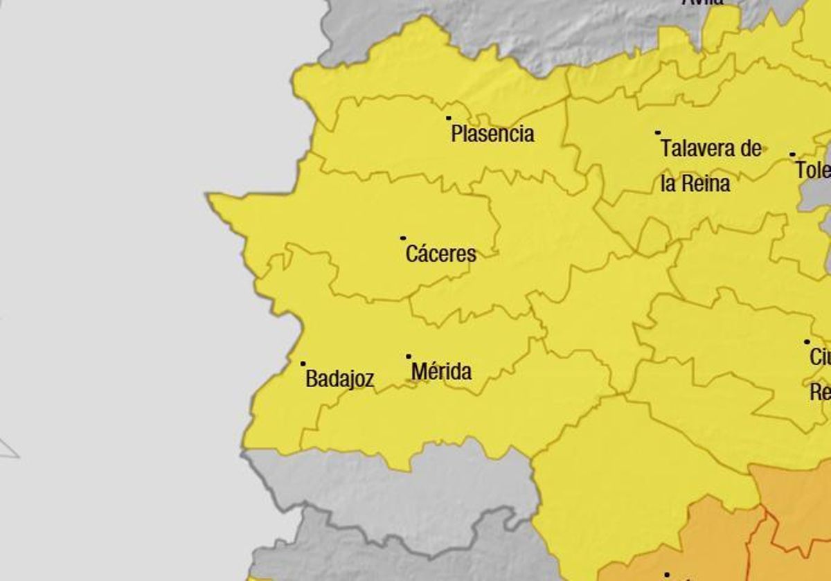 Alerta amarilla en Extremadura este martes.