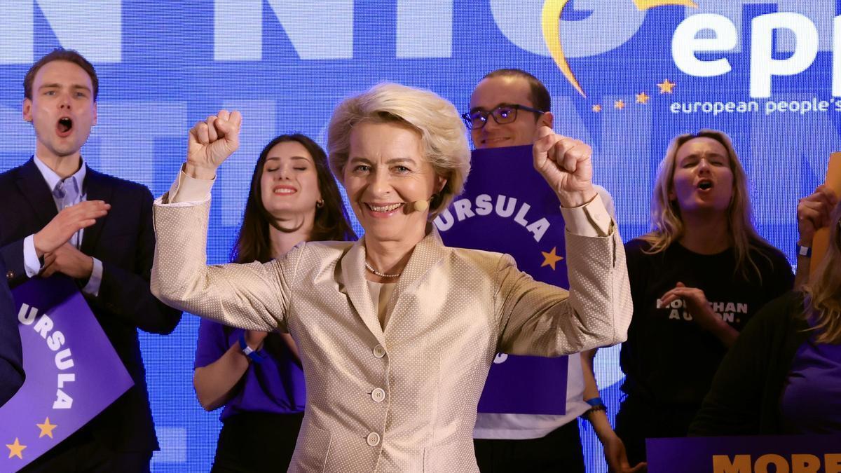 Ursula von der Leyen celebra los resultados del 9J.