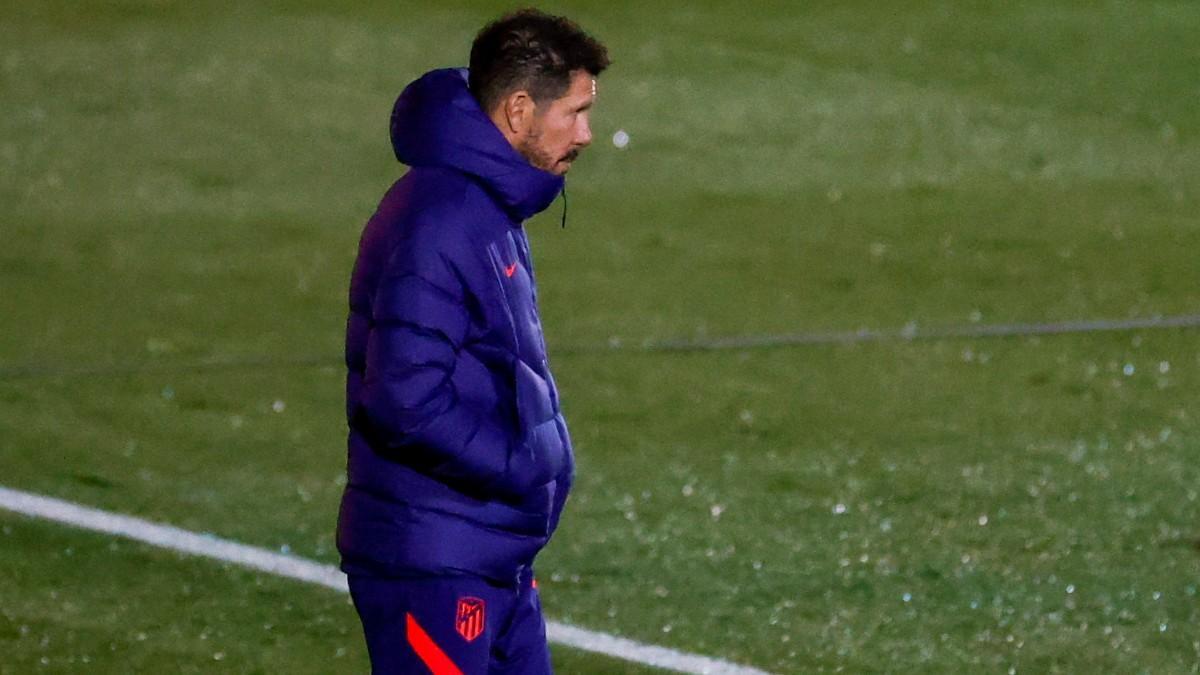 Simeone, en un entrenamiento con el Atlético