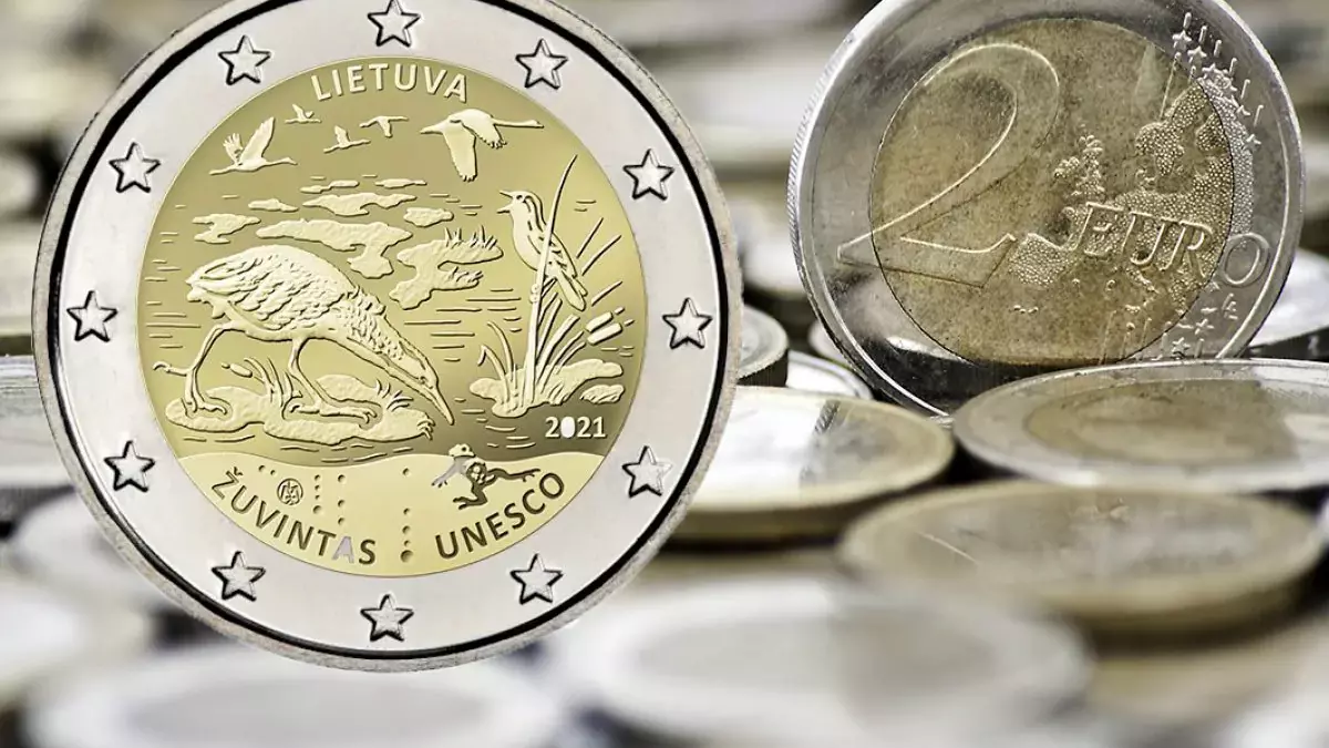 Moneda conmemorativa de dos euros dedicada a la reserva de Zuvintas (Lituania)