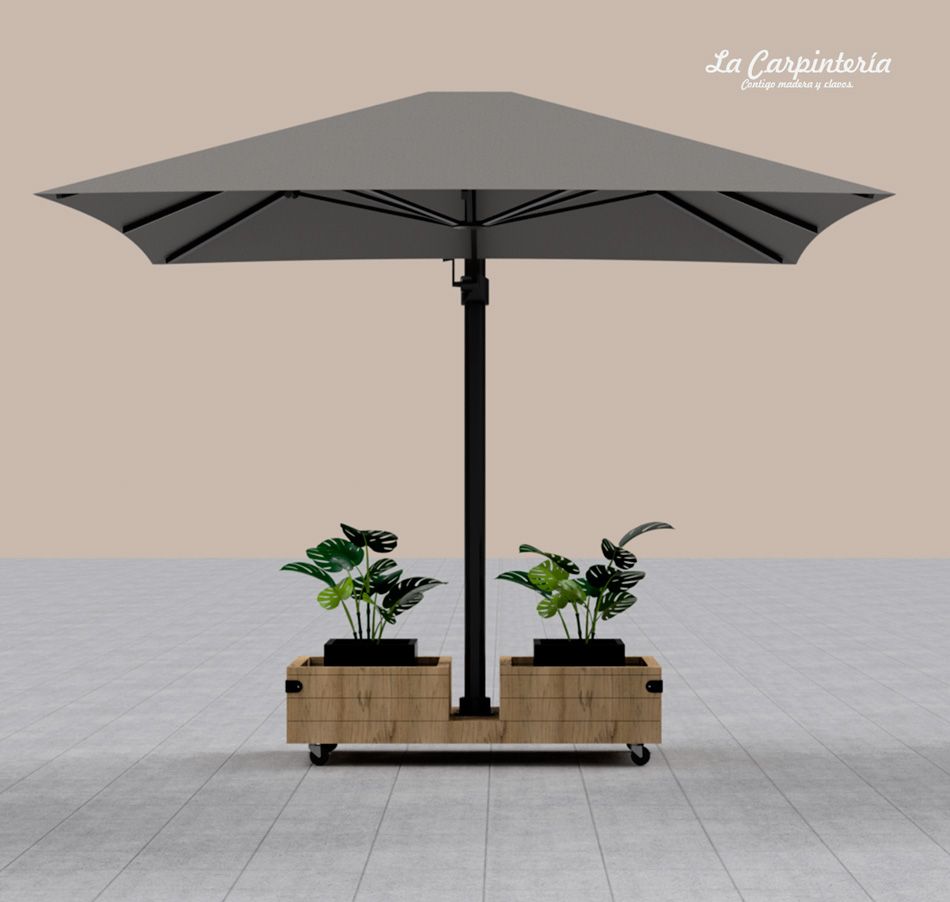 Base para sombrilla con jardineras Nova Duo de La Carpintería de Skalar.
