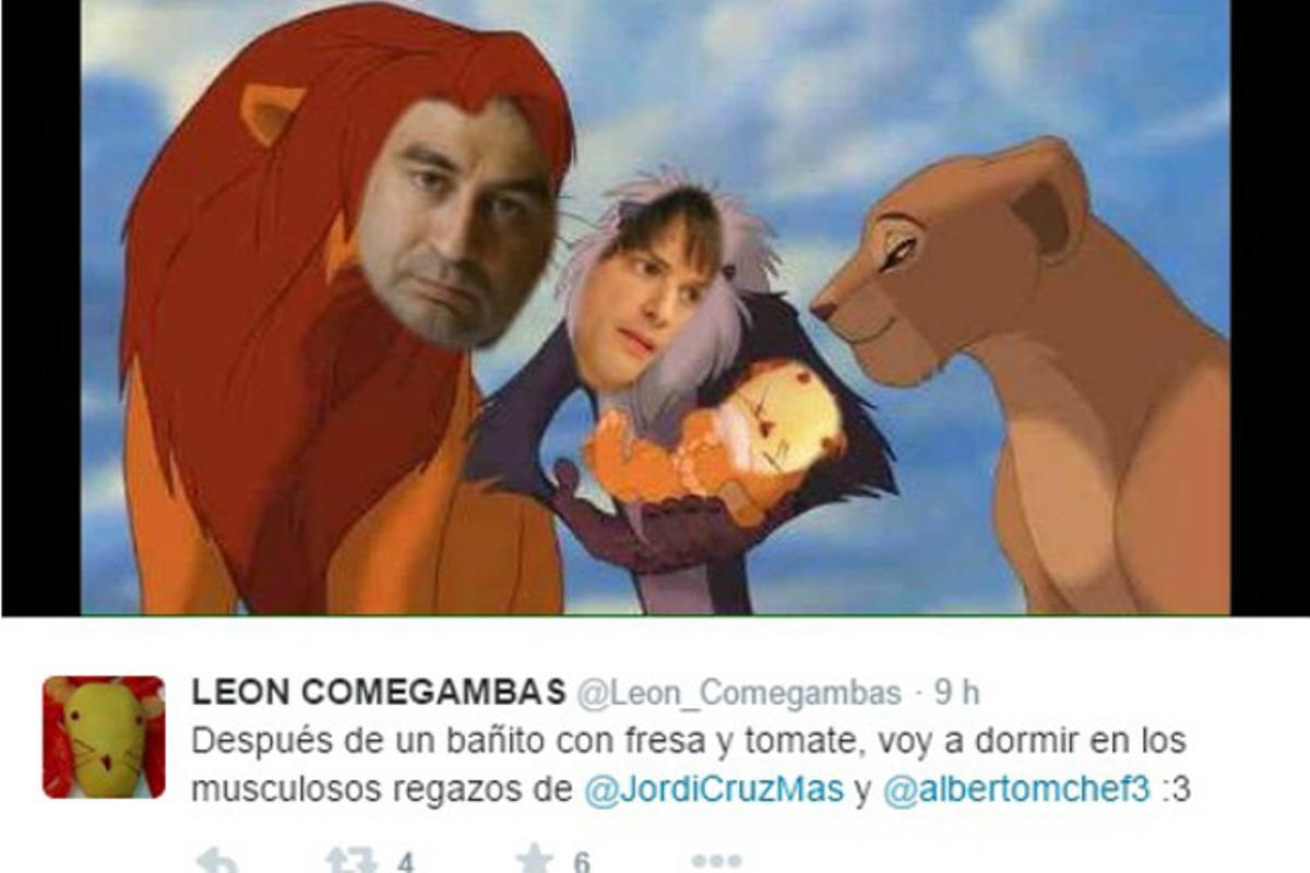 Caracterización de los personajes de la película ’El Rey León’ a partir de los miembros del jurado de ’Masterchef’ y el famoso ’león gamba’.