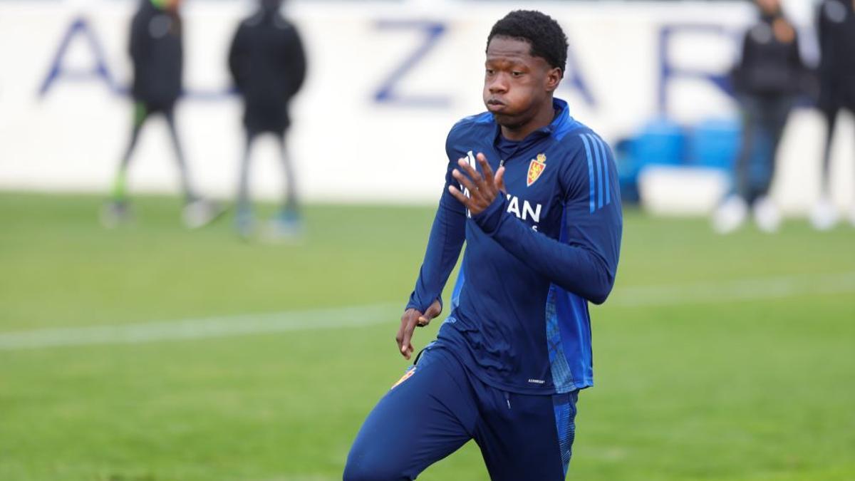 Saidu, en un entrenamiento de esta semana.