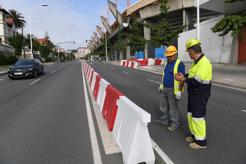 Cortes de tráfico por obras del estadio de Riazor