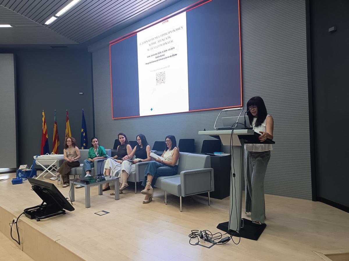 Una de las ponencias durante las jornadas científicas celebradas en el Hospital General de Elche esta mañana de martes