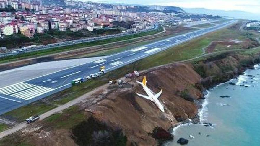 Un avió amb 162 passatgers cau per un penya-segat sense causar víctimes a Turquia