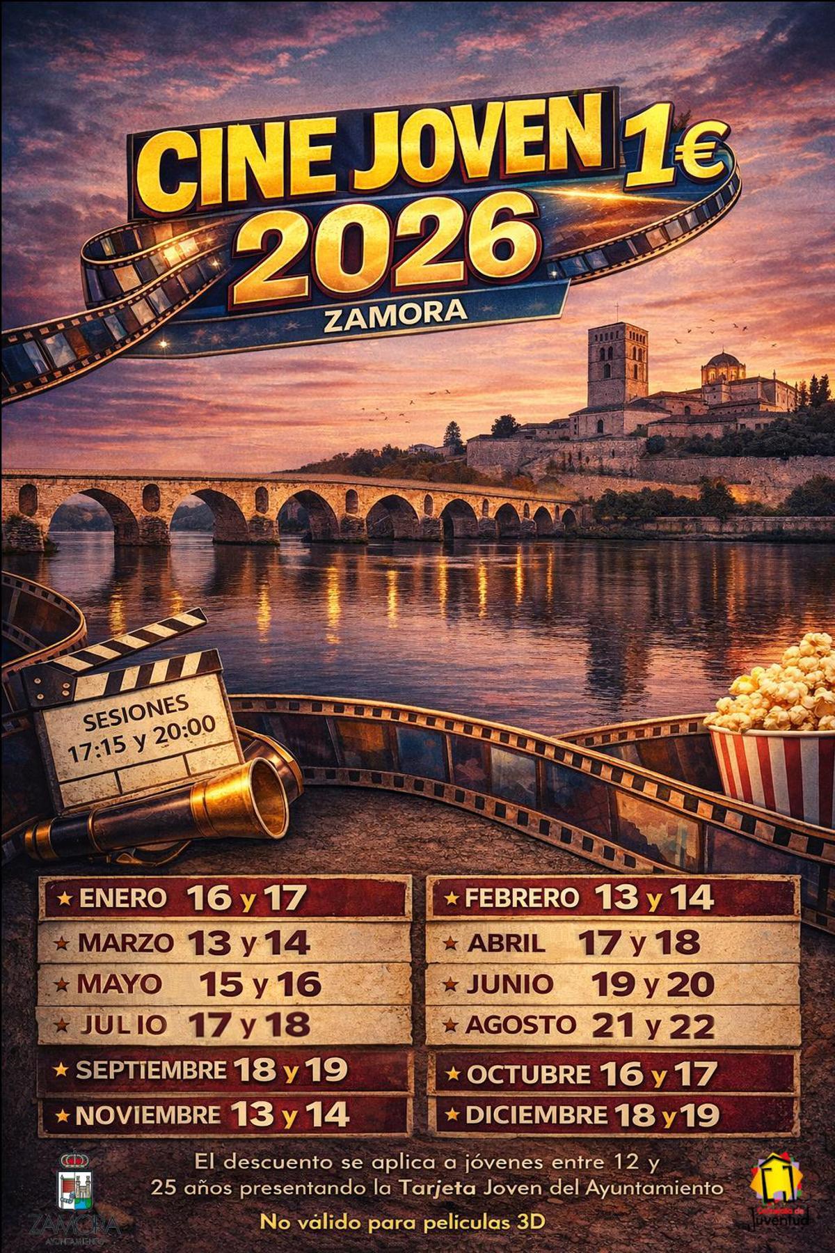 Cartel con las fechas de Cine Joven a un euro.