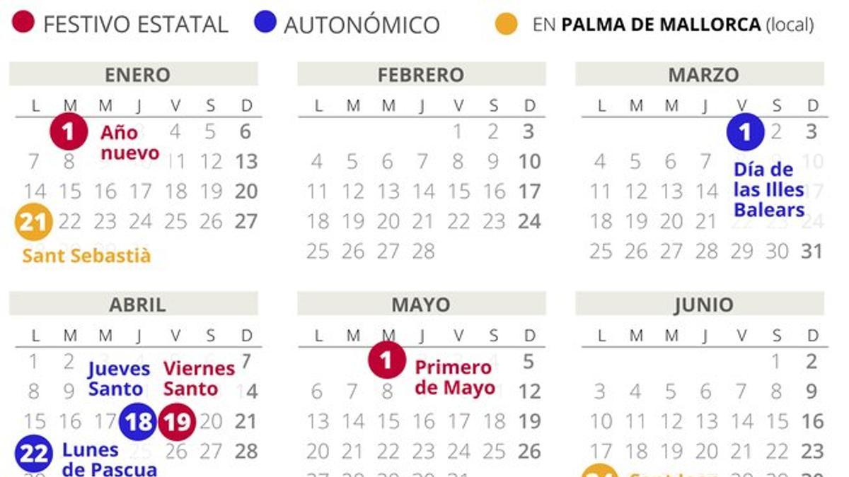 Calendario laboral de Palma (Mallorca) del 2019