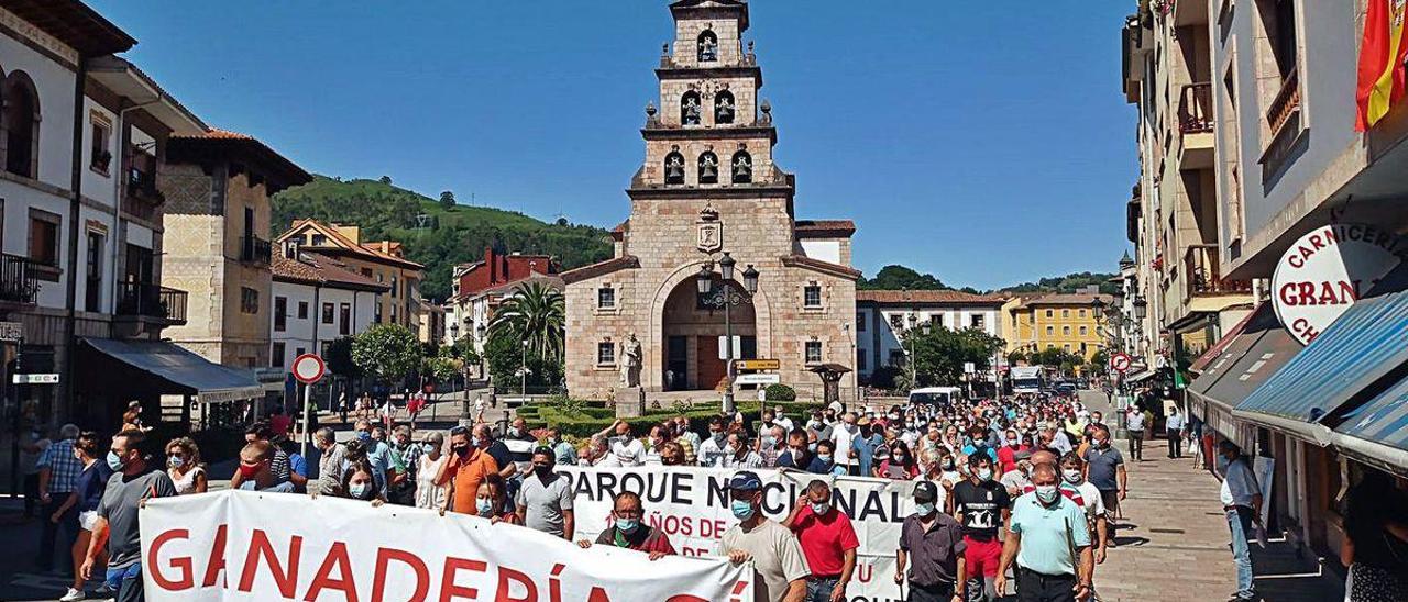 Protesta el pasado verano en Cangas de Onís.