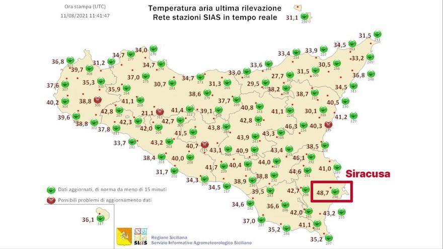 Rècord de calor a Europa: la localitat siciliana de Siracusa assoleix els 48,7 ºC
