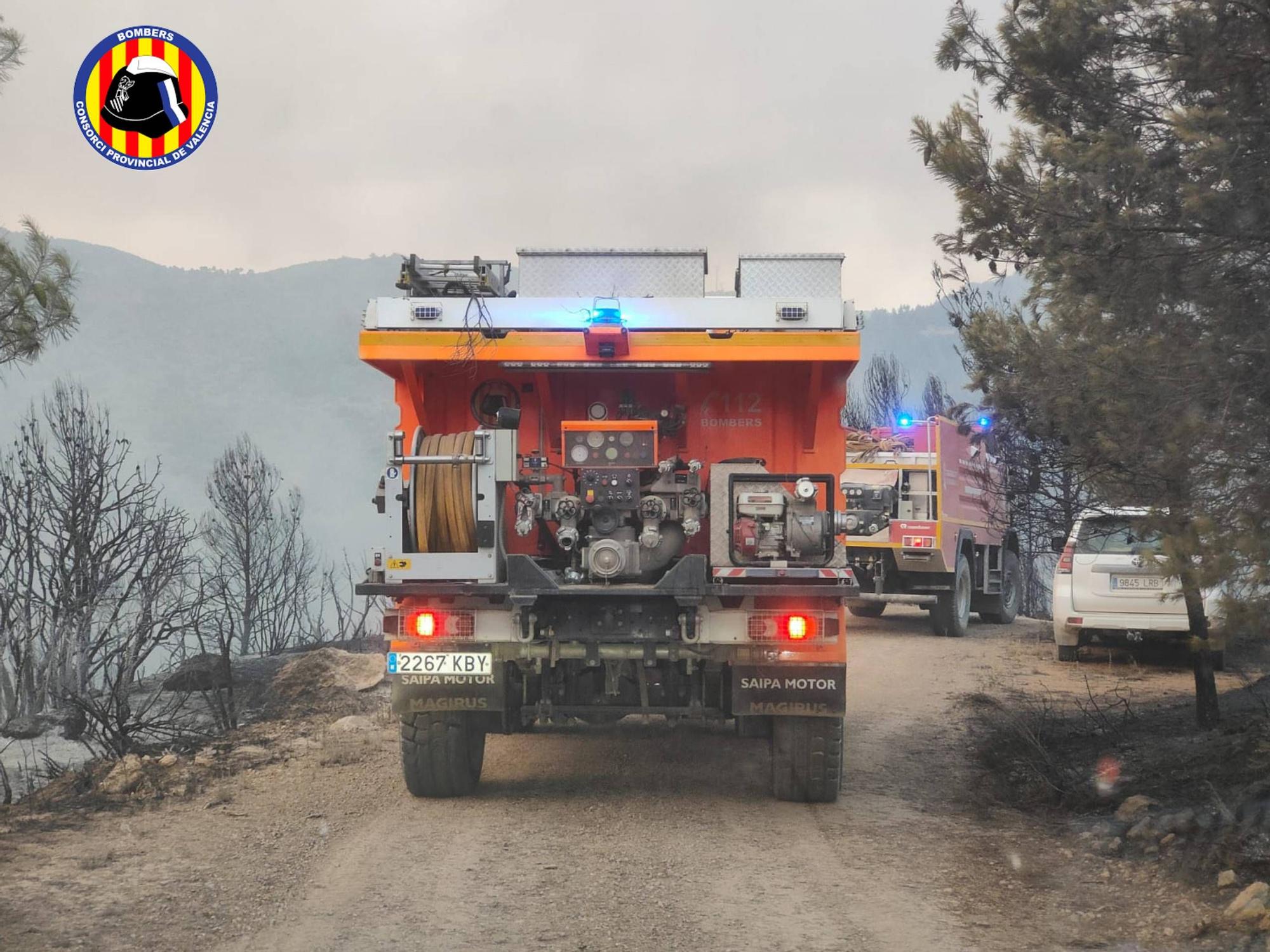 Un incendio forestal pone en alerta a Calles, en La Serranía