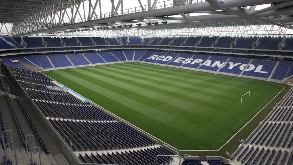 Vista del estadio del Espanyol, en Cornellà.