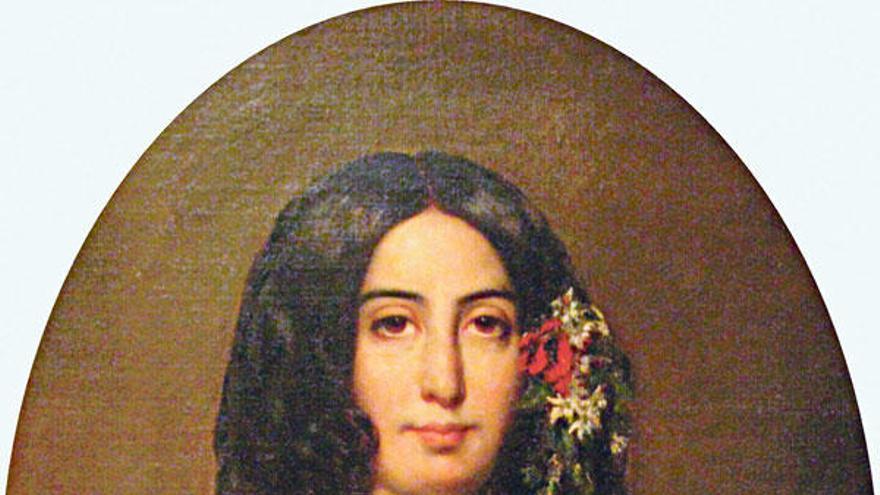 George Sand, auf einem Bild von Auguste Charpentier (1838).