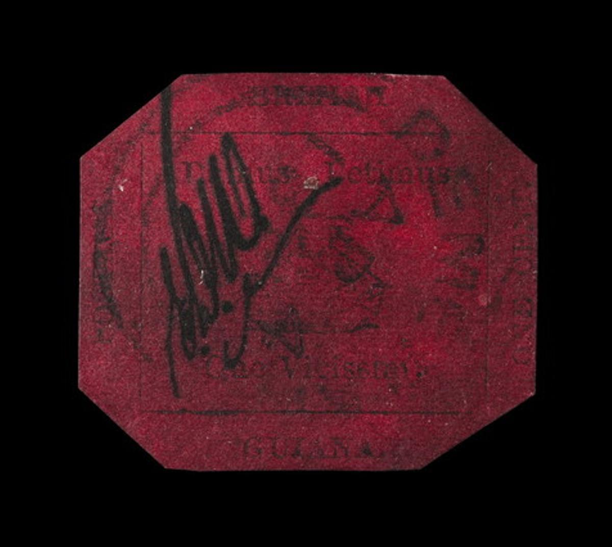 El segell magenta d’un centau del 1856 que s’ha subhastat a Sotheby’s per 6,6 milions. El segell magenta d’un centau del 1856 que s’ha subhastat a Sotheby’s per 6,6 milions.