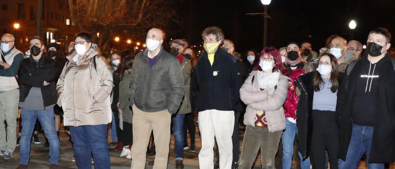 Concentración el pasado mes de febrero para pedir el bachillerato de artes en Redondela.  // RICARDO GROBAS