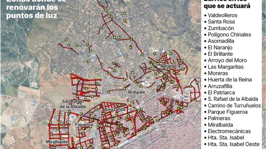 El Ayuntamiento adjudica la sustitución de las luminarias que más consumen por led en 20 barrios de Córdoba