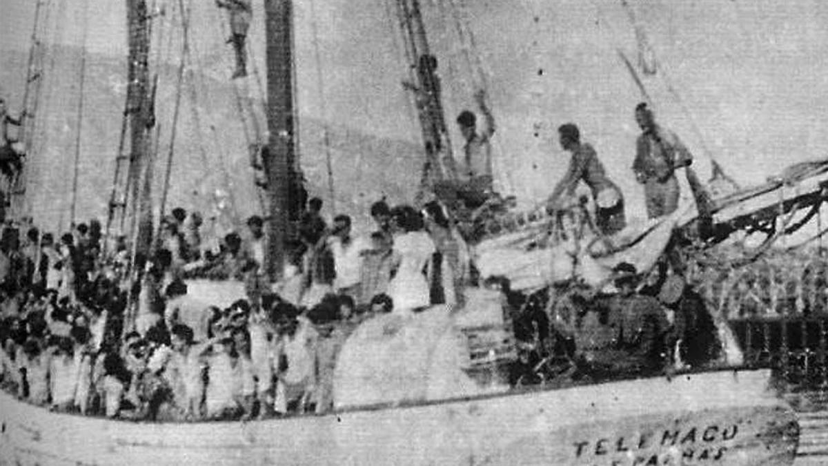 Una fotografía del barco Telémaco en 1950.