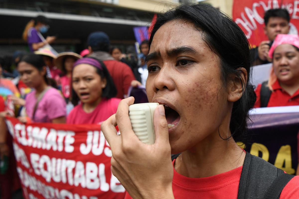 Manifestación por el 8M en las calles de Manila, en Filipinas.