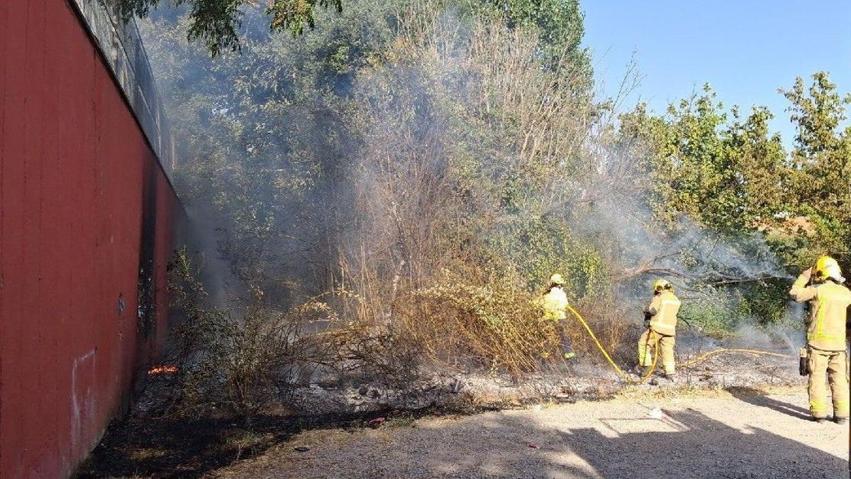 Les flames han afectat una part del mur de l'Institut Guillem Catà