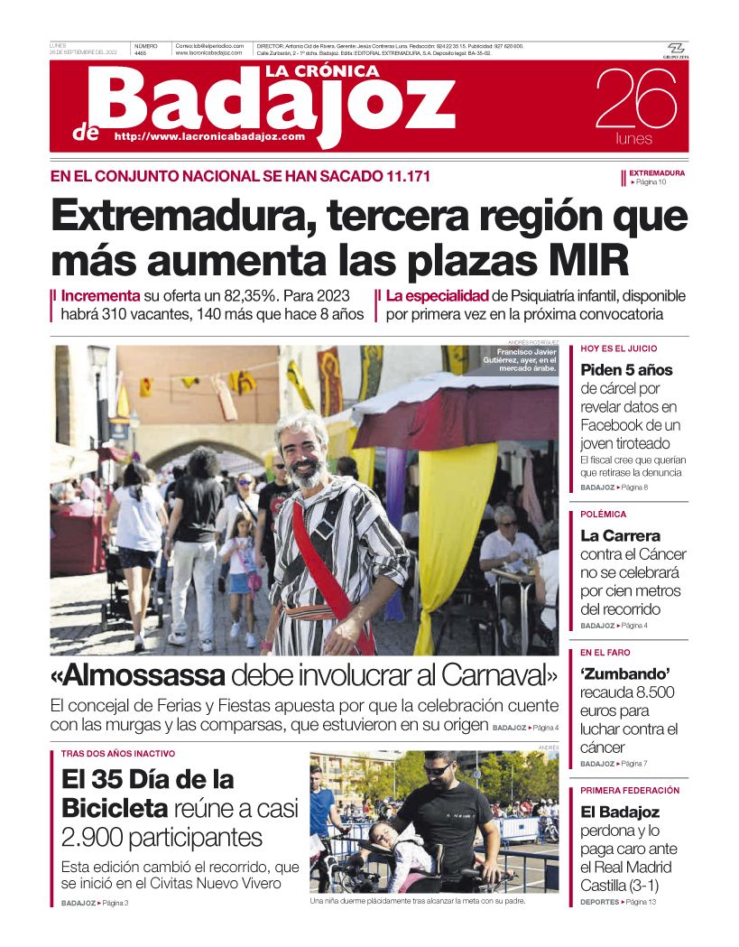 Consulta la portada correspondiente al día 26 de septiembre de 2022