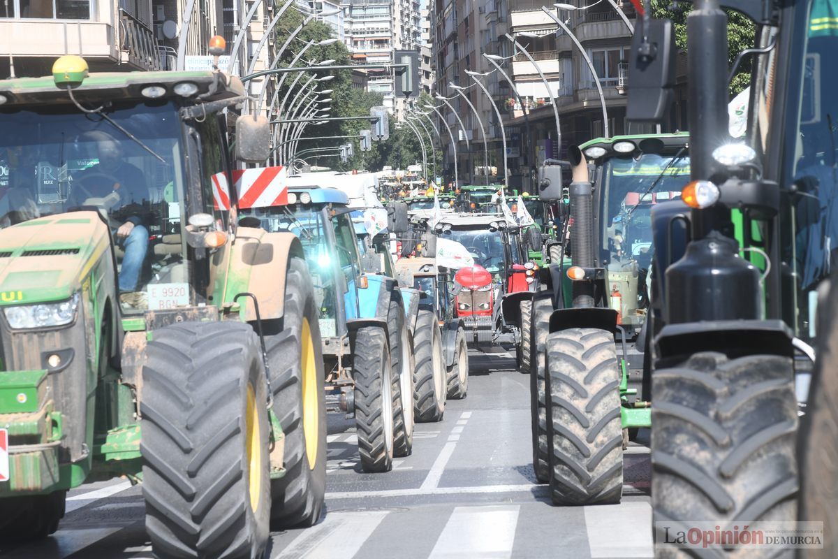 Miles de agricultores y ganaderos toman las calles de Murcia