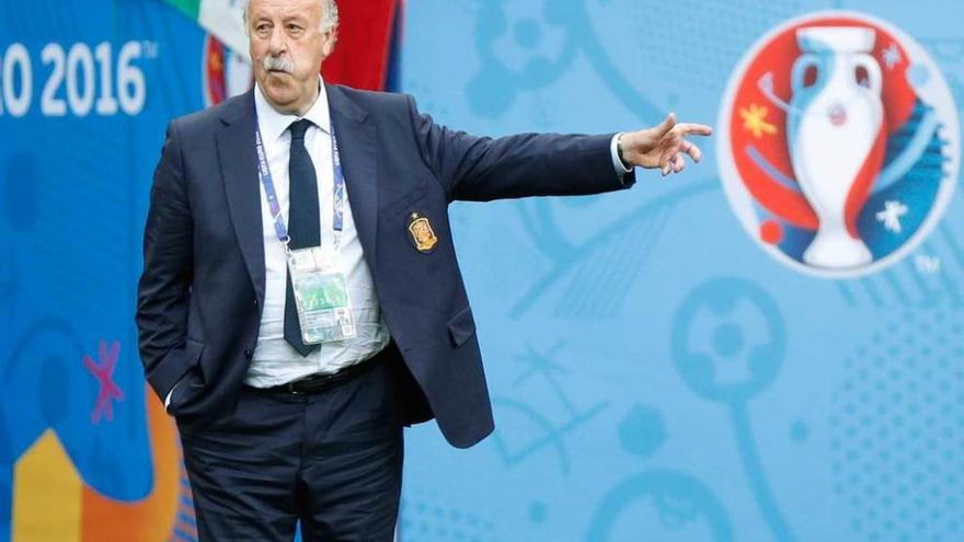 Vicente del Bosque, durante el partido ante Italia en la Eurocopa.