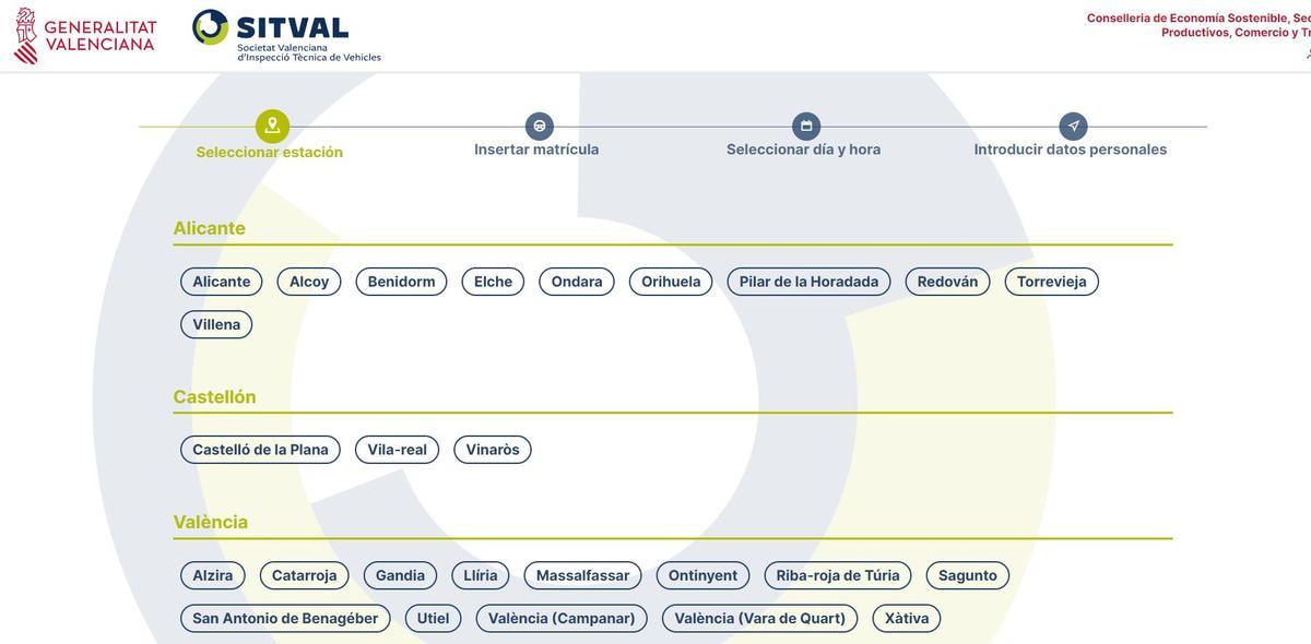 Página web de la Sitval para pedir cita previa