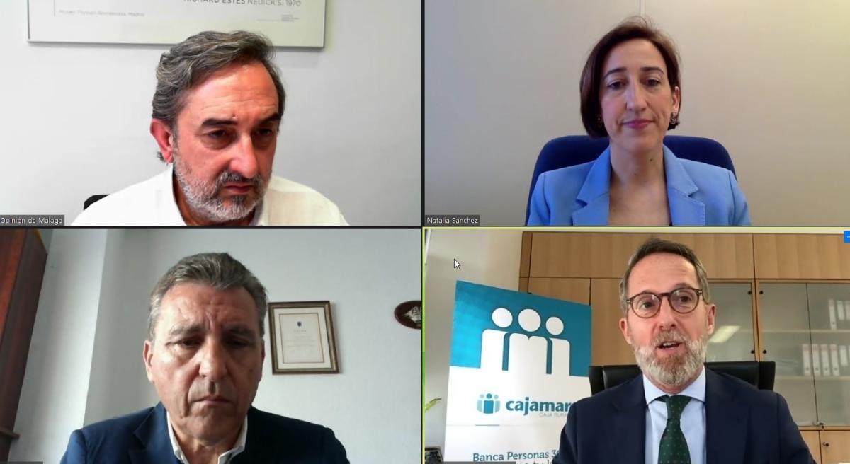 José Ramón Mendaza, Natalia Sánchez, Sergio Cuberos y Carlos Sánchez San Román participaron en la webinar organizada por La Opinión de Málaga.