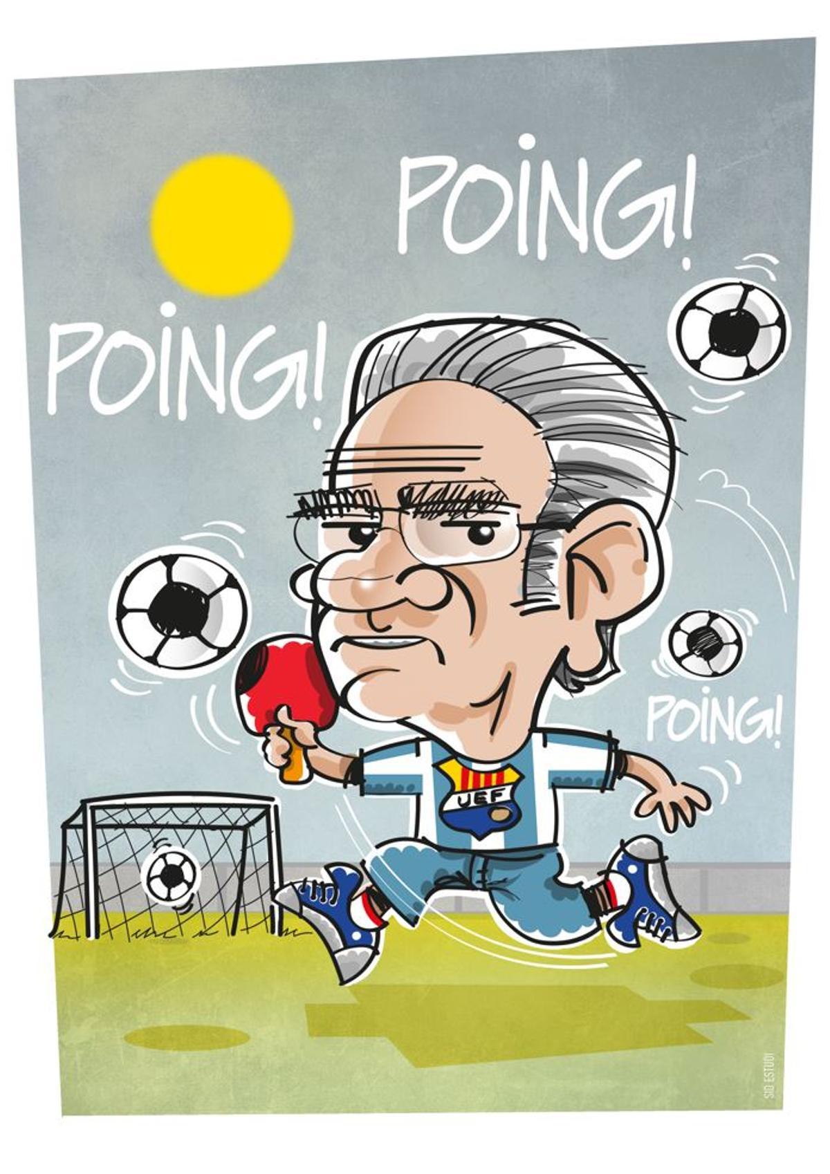 La caricatura que li va oferir el club i que el representava plenament