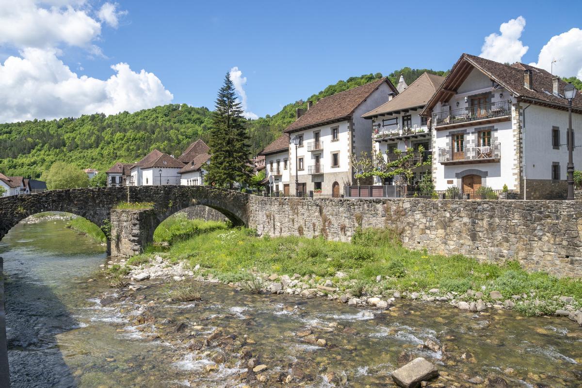 Vista de la ciudad medieval de Ochagavia