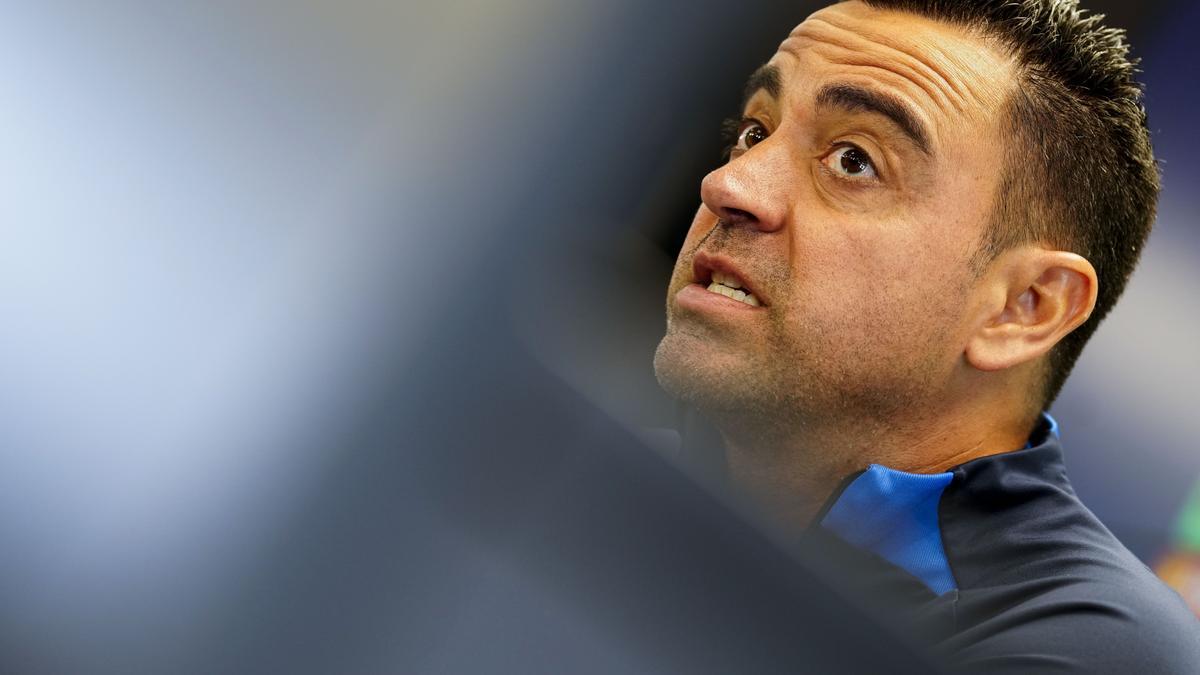 Xavi Hernández, en rueda de prensa.