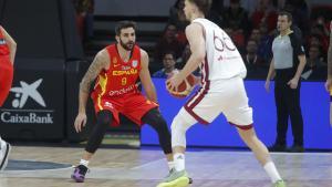 Ricky Rubio, en el duelo frente a Letonia