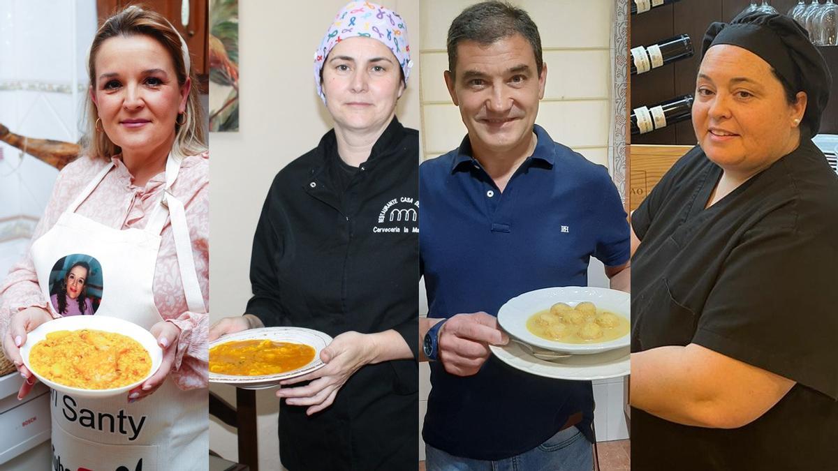 Los cocineros Mari Santy Fernández, Isabel Hidalgo, José de la Fuente y Trinidad Mendoza.