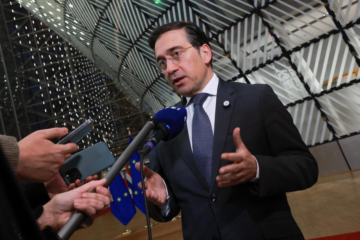 José Manuel Albares, este jueves en Bruselas.